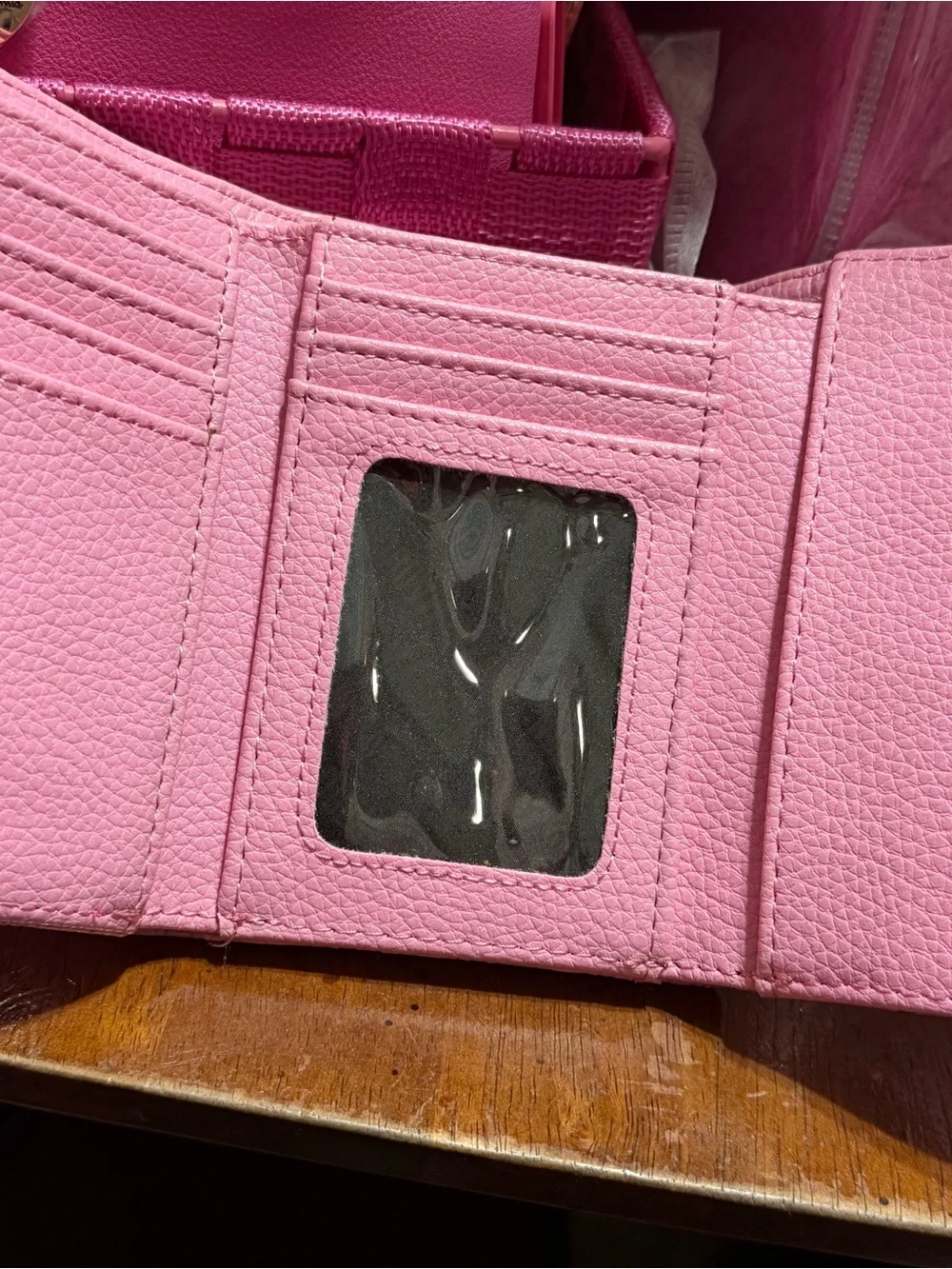 Steve Madden Pink Card Holder Wallet with Gold Hardware